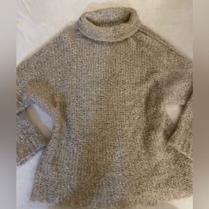 Free People Oversized Light Weight Alpaca Knit Turtleneck Beige Sweater